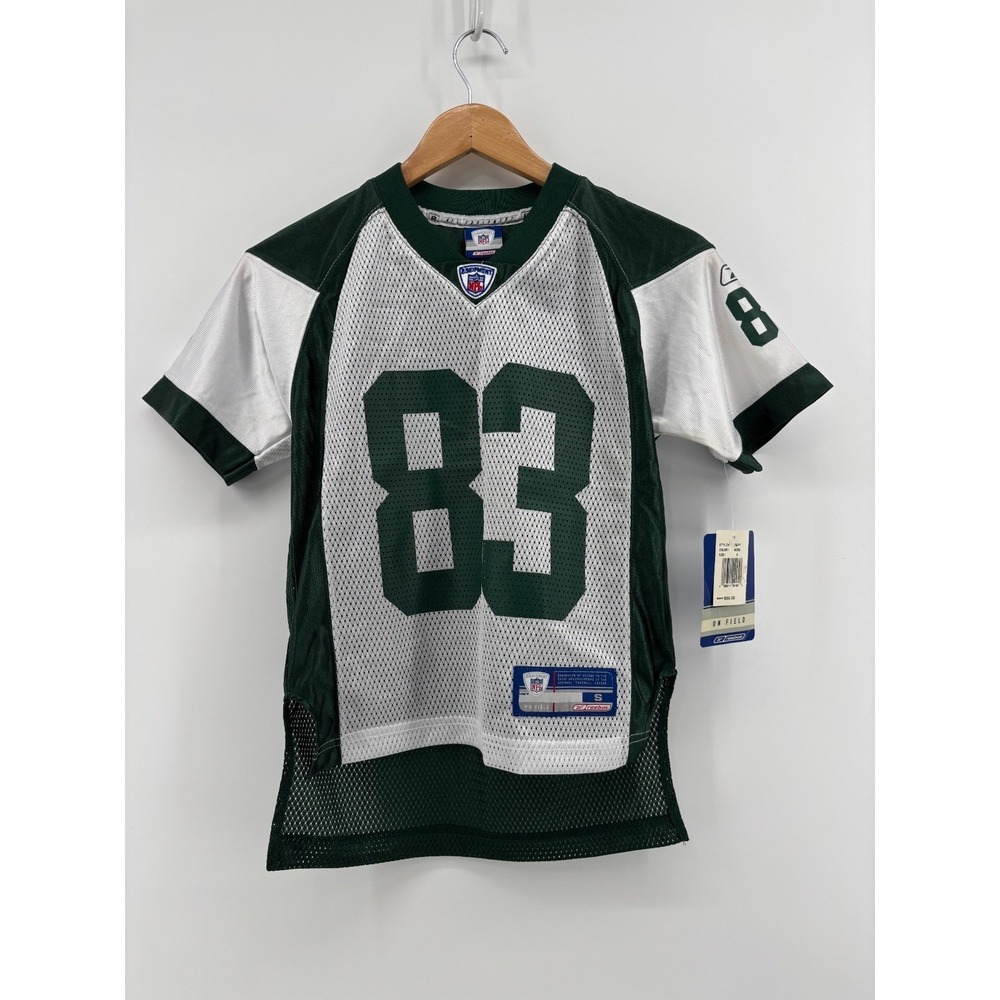 New York Jets Reebok NFL Jersey Santana Moss 83 Green White Vintage 18JFF Mens S